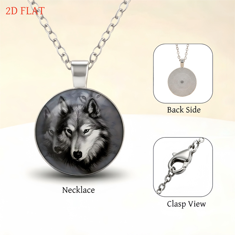 5pc Wolf-Themed Women's Jewelry Set, Necklace & Earrings